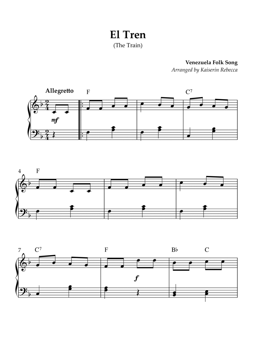 El Tren (The Train) El Tren (The Train) Piano Method scores gallery preview page 1