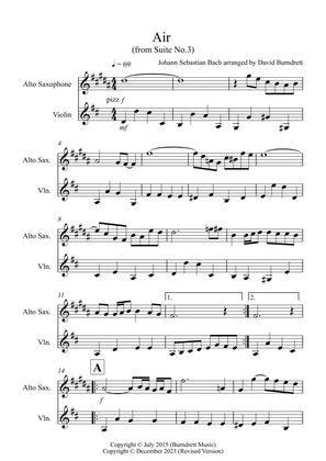Air on a G String for Alto Saxophone and Violin Duet