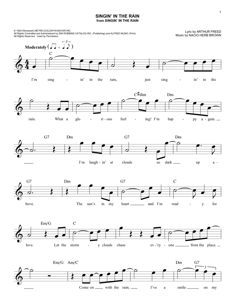 Singin' In The Rain Piano scores gallery preview page 1