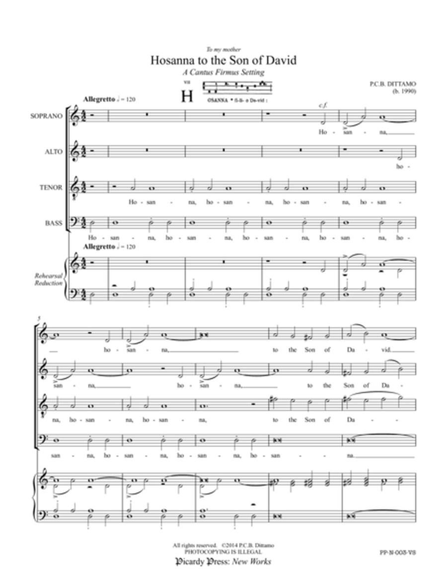 Hosanna to the Son of David (SATB) image number null