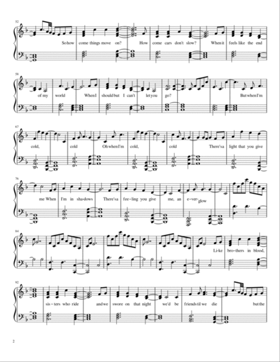 Everglow Piano, Vocal, Guitar scores gallery preview page 2
