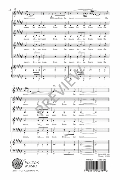 The Wisdom of the Moon by Susan LaBarr Divisi - Sheet Music