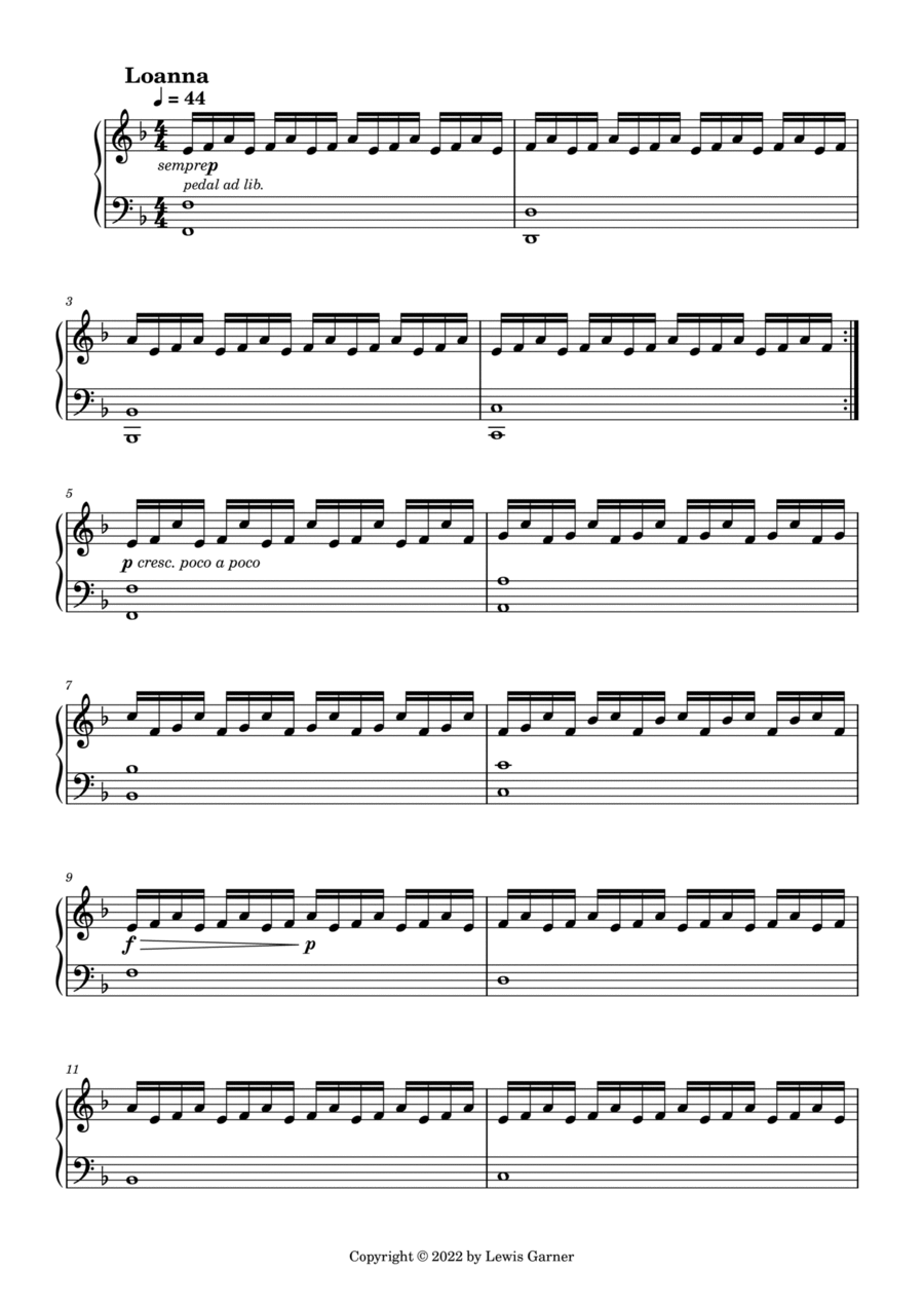 Loanna Piano Solo scores gallery preview page 1
