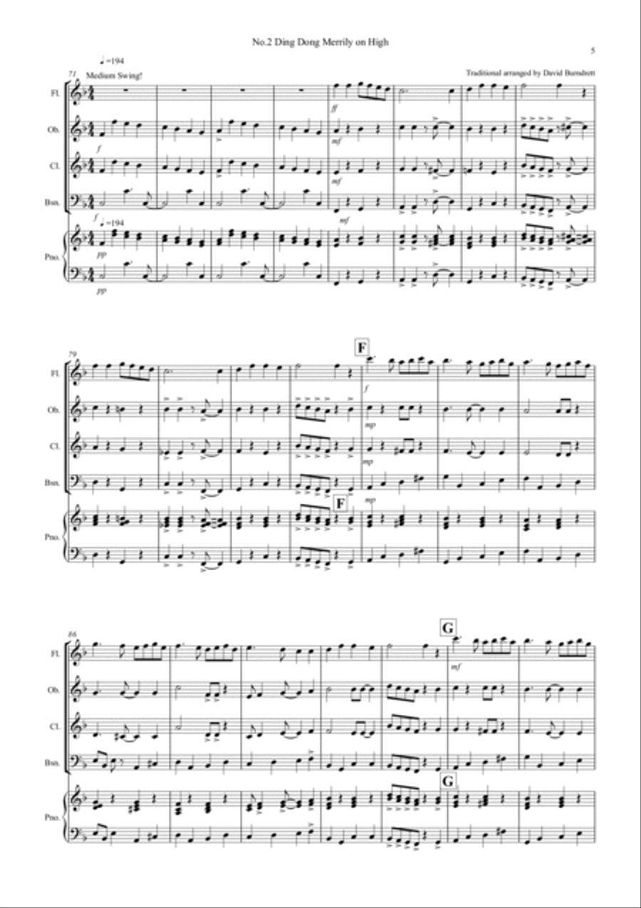 3 Jazzy Christmas Pieces for Wind Quartet Woodwind Quartet scores gallery preview page 5