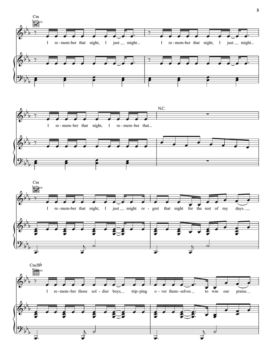Satisfied Piano, Vocal, Guitar scores gallery preview page 3