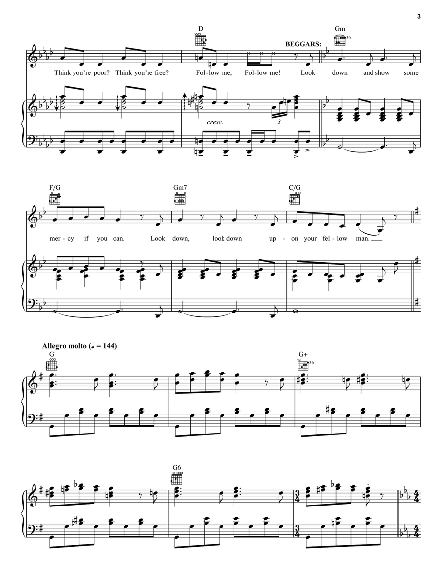 Look Down Piano, Vocal, Guitar scores gallery preview page 3