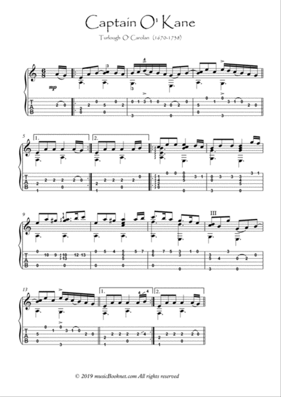 Classical Guitar Anthology by Turlough O Carolan with tablature Acoustic Guitar scores gallery preview page 5