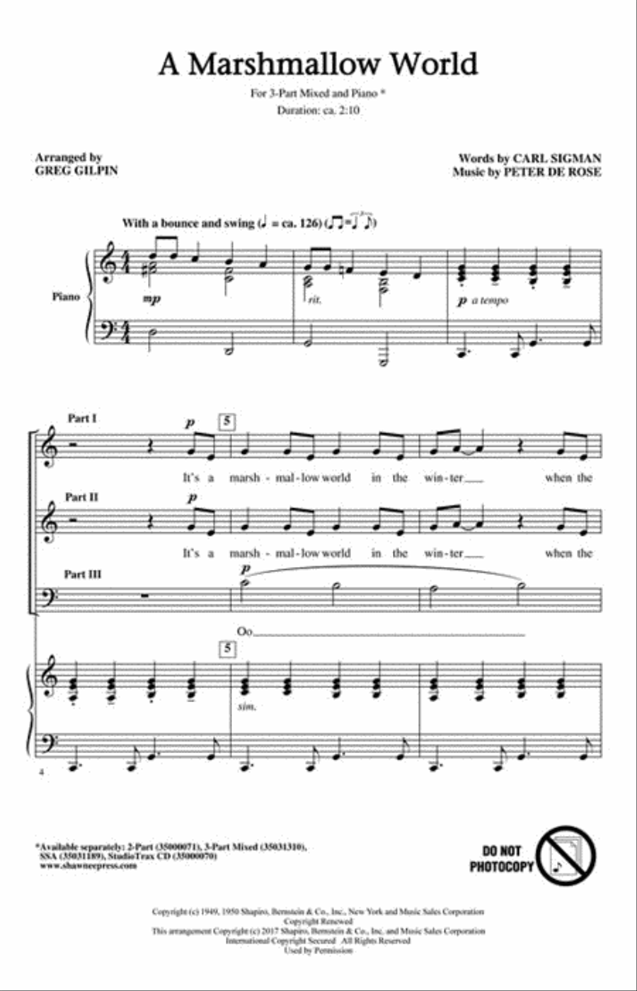 A Marshmallow World 3-Part scores gallery preview page 2