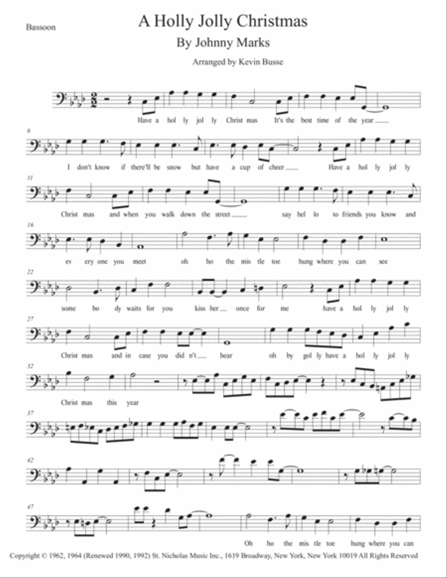 A Holly Jolly Christmas Bassoon Solo scores gallery preview page 1