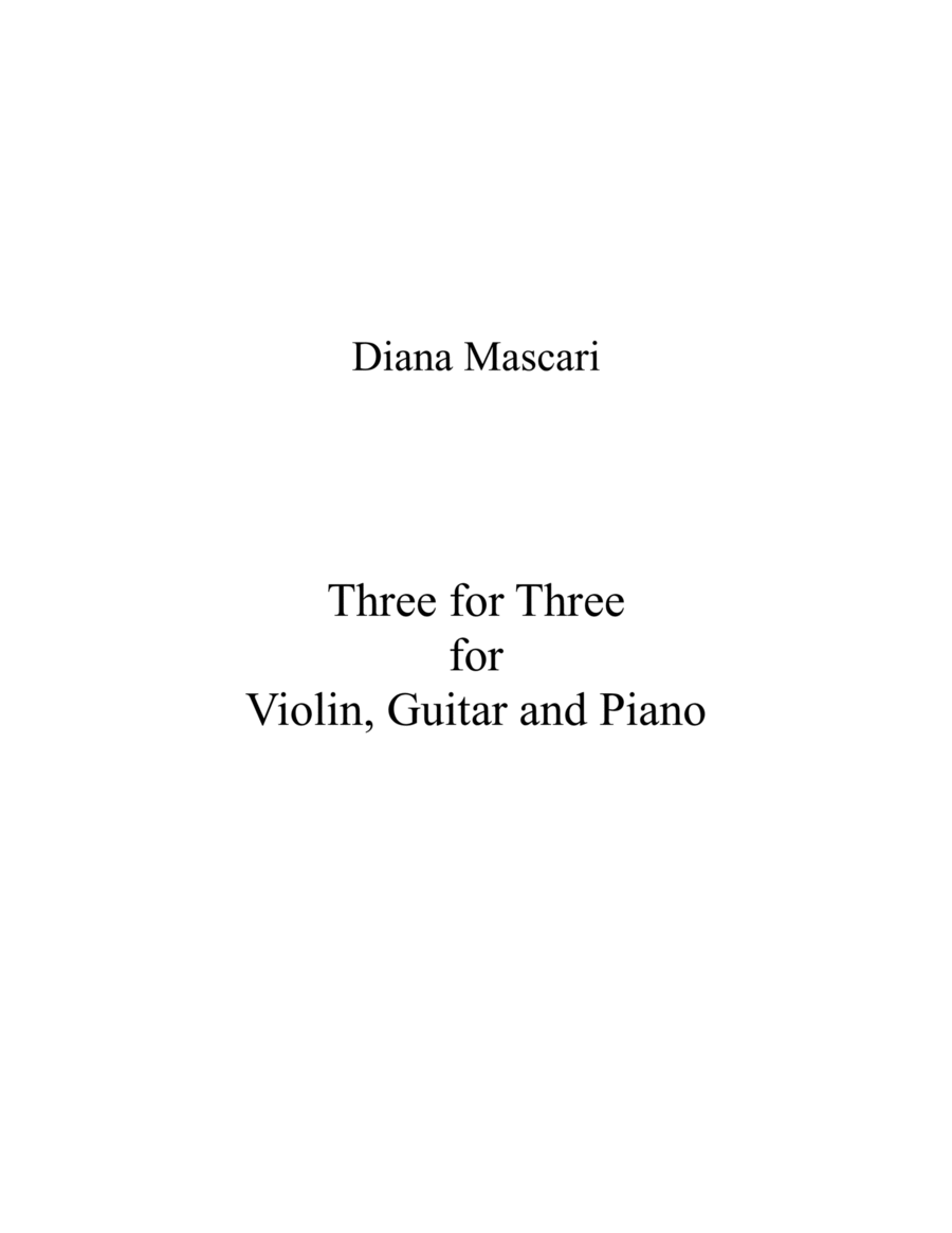 Three for Three for Violin, Guitar and Piano Chamber Music scores gallery preview page 1