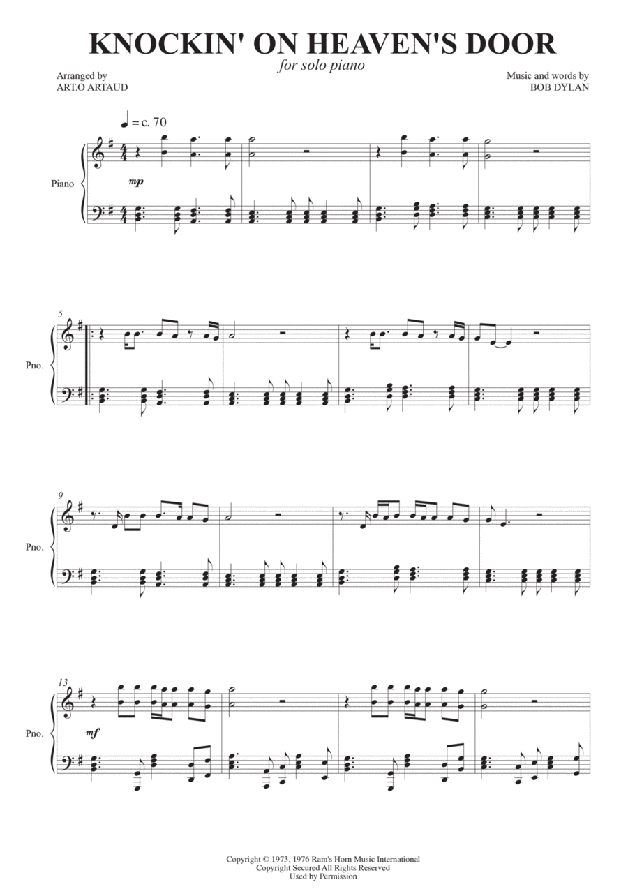 Knockin' On Heaven's Door Chamber Music scores gallery preview page 1