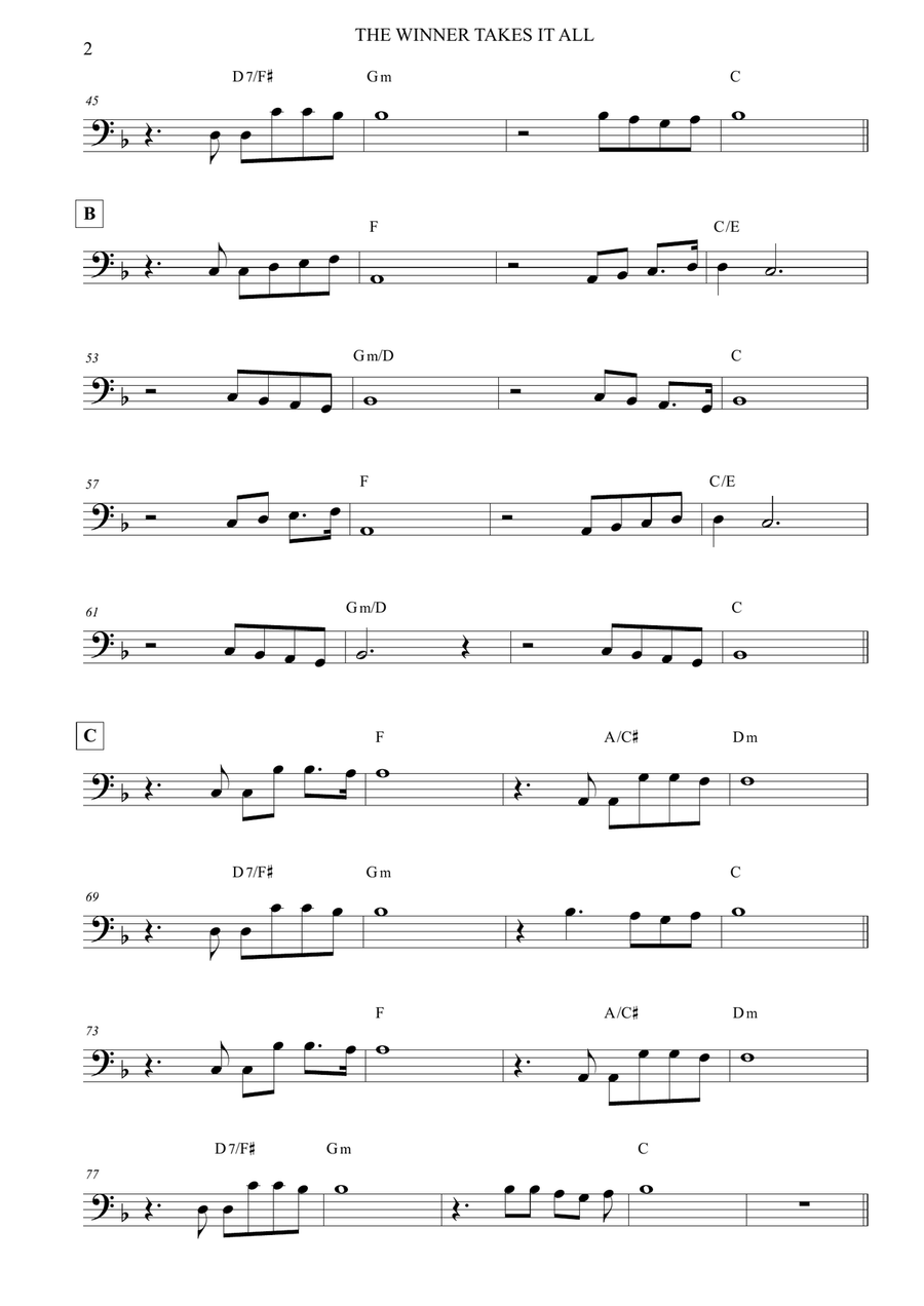 The Winner Takes It All Cello Solo scores gallery preview page 2