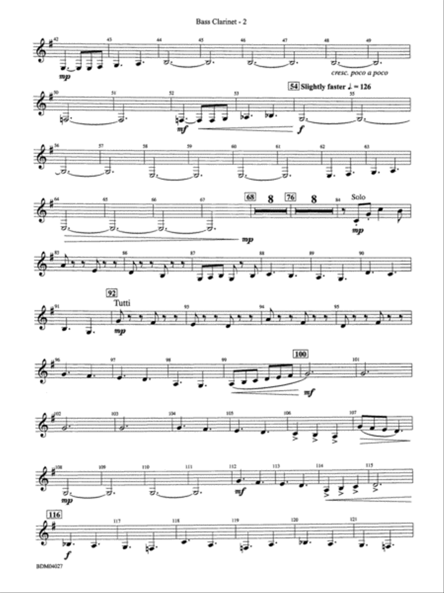 Tir Na Nog (A Celtic Legend): B-flat Bass Clarinet Concert Band scores gallery preview page 2
