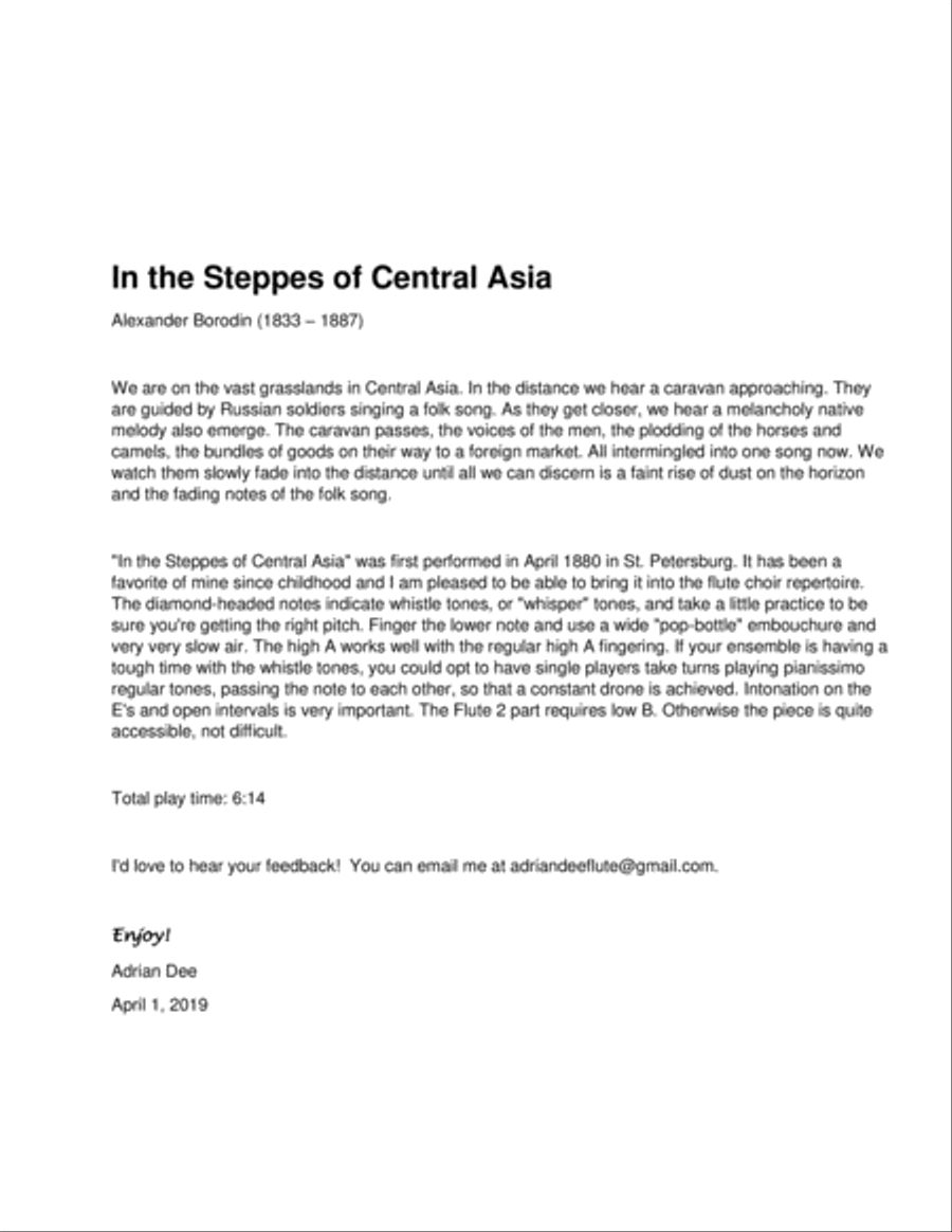 In the Steppes of Central Asia Flute Choir scores gallery preview page 2