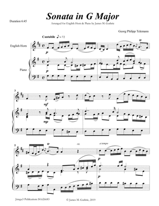 Telemann: Sonata in G Major for English Horn & Piano