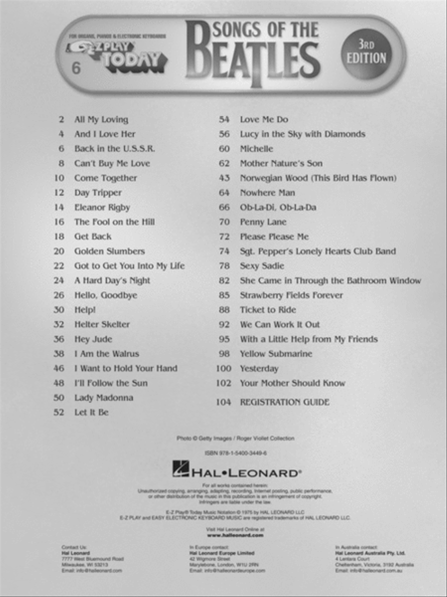 Songs of the Beatles - 3rd Edition Electronic Keyboard scores gallery preview page 2