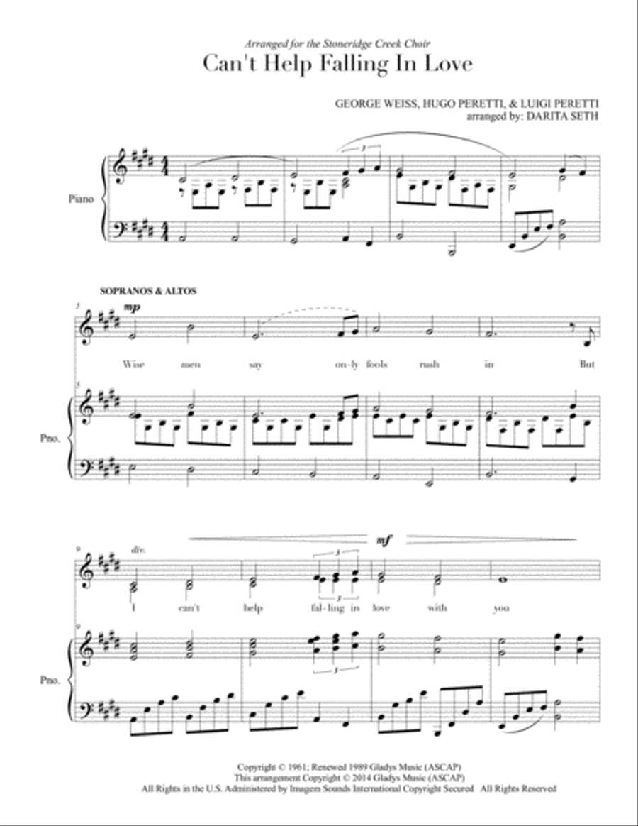 Can't Help Falling In Love Small Ensemble scores gallery preview page 1