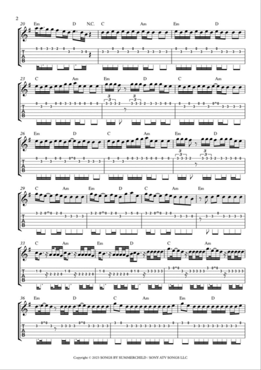 Black Swan Electric Guitar scores gallery preview page 2