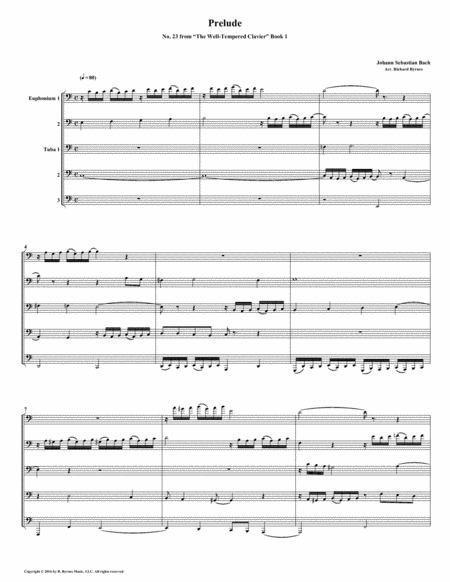 Prelude 23 from Well-Tempered Clavier, Book 1 (Euphonium-Tuba Quintet) image number null