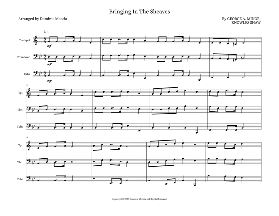 Bringing In The Sheaves Small Ensemble scores gallery preview page 1