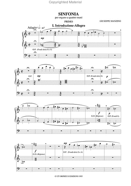 Sinfonia for Organ 4 Hands (1989) by Giuseppe Manzino Organ - Sheet Music