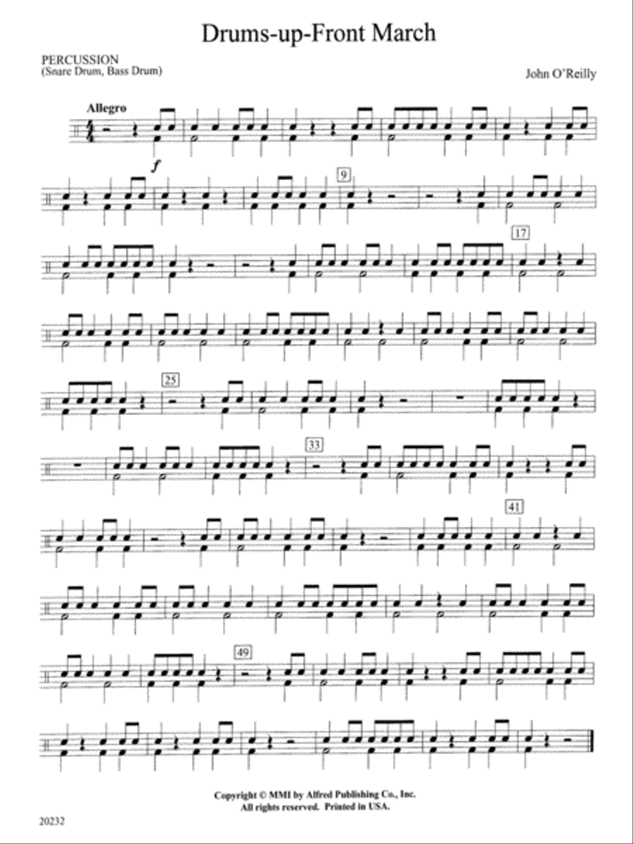 Drums-up-Front March: 1st Percussion Concert Band scores gallery preview page 1