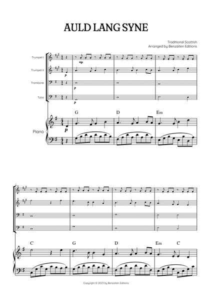Auld Lang Syne • New Year's Anthem | Brass Quartet & Piano Accompaniment sheet music with chords image number null