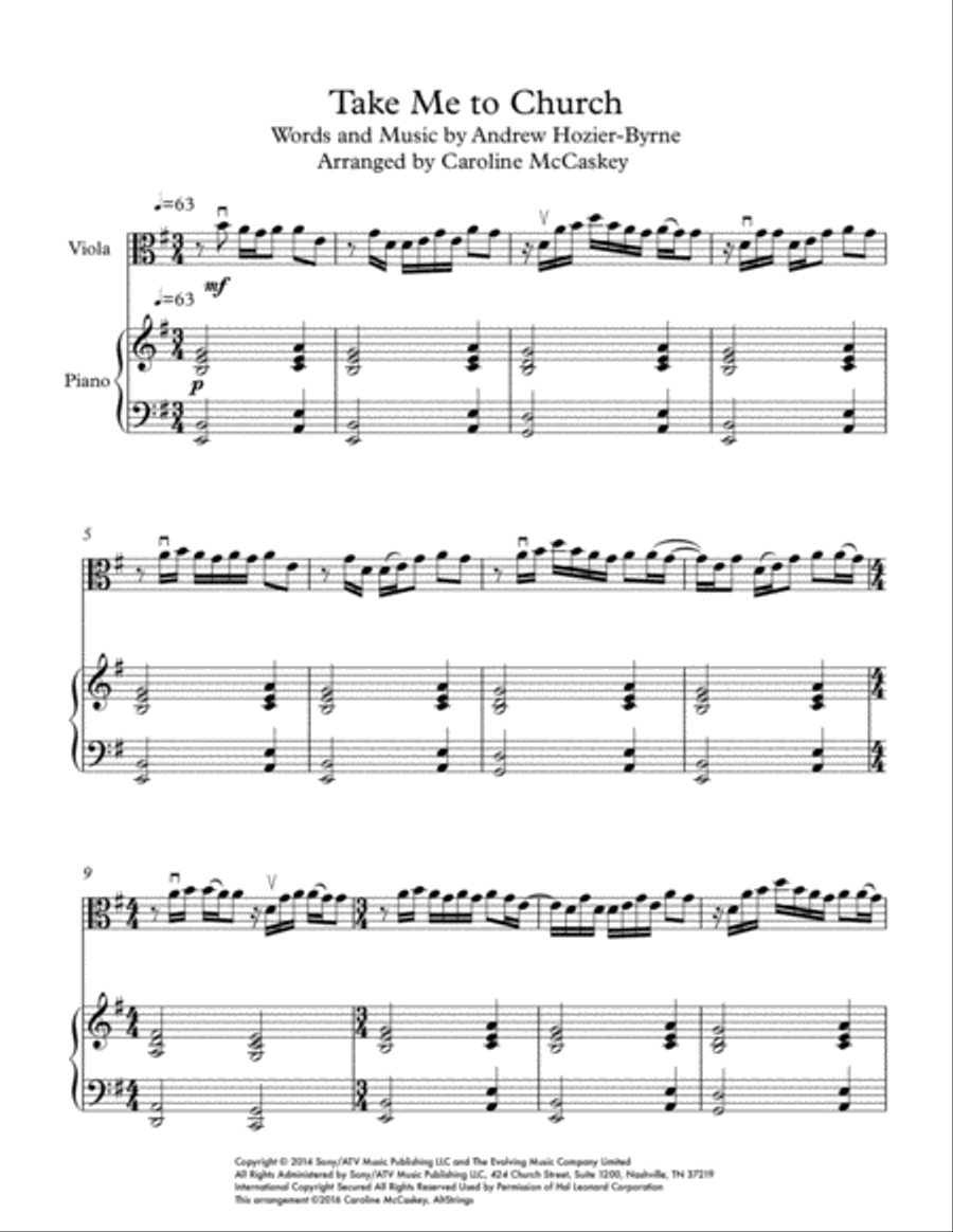 Take Me To Church Viola scores gallery preview page 2