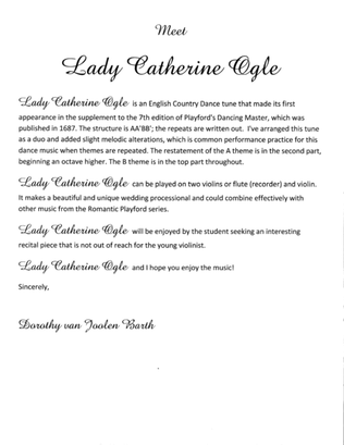 Romantic Playford: Lady Catherine Ogle