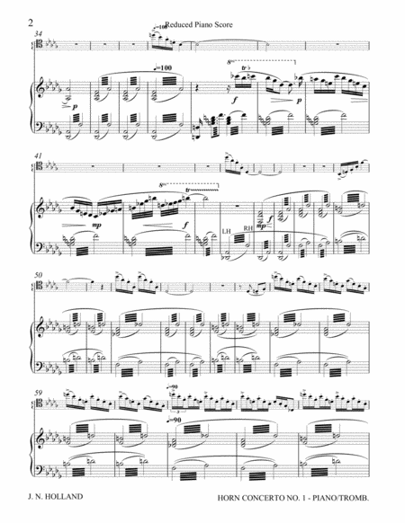 Concerto No. 1 for French Horn "Return to Valhalla" arranged for Trombone (Piano Reduction)