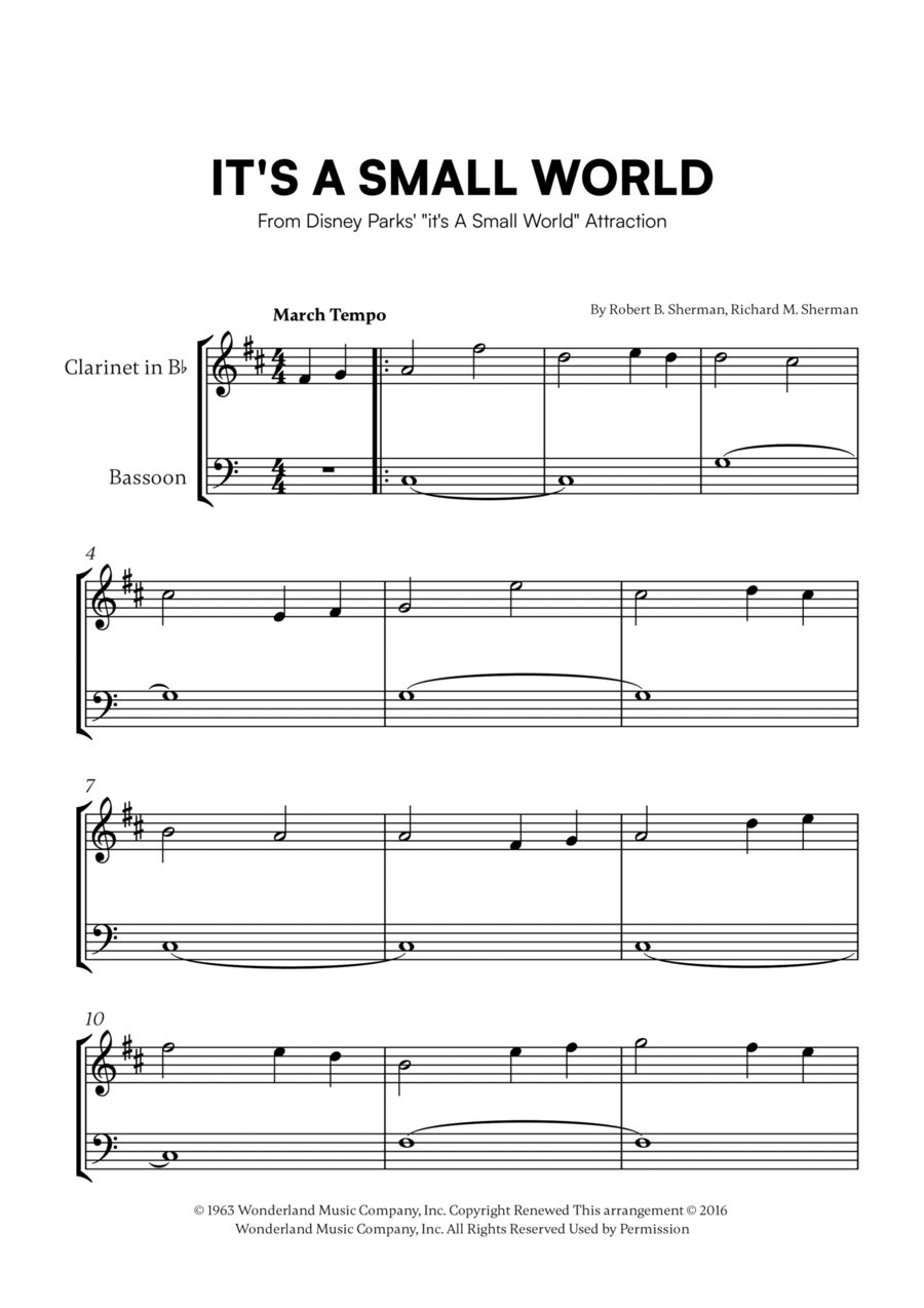 It's A Small World Woodwind Duet scores gallery preview page 1