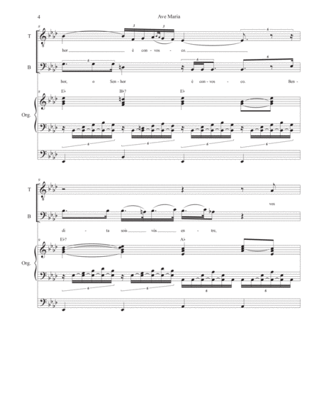 Ave Maria (Portuguese Lyrics - for 2-part choir (TB) - Medium Key - Organ Accompaniment) image number null