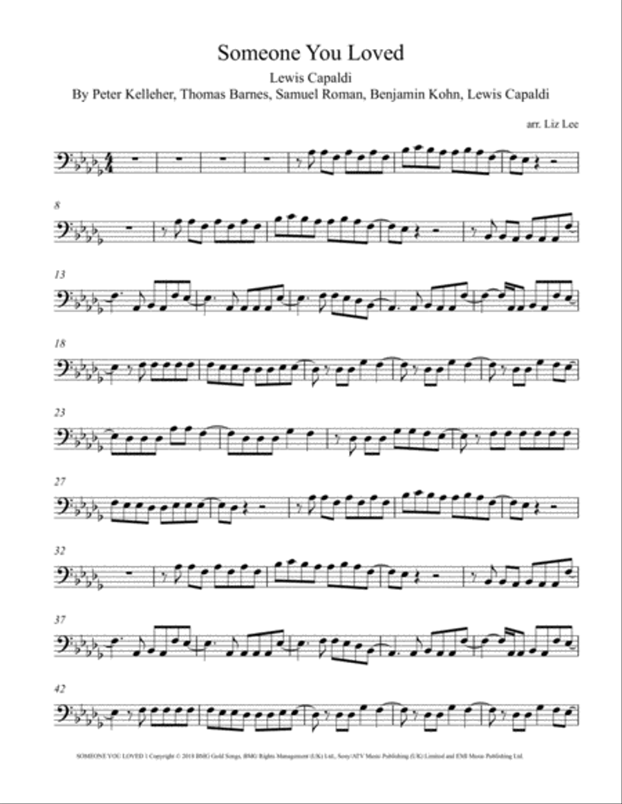 Someone You Loved Cello Solo scores gallery preview page 2