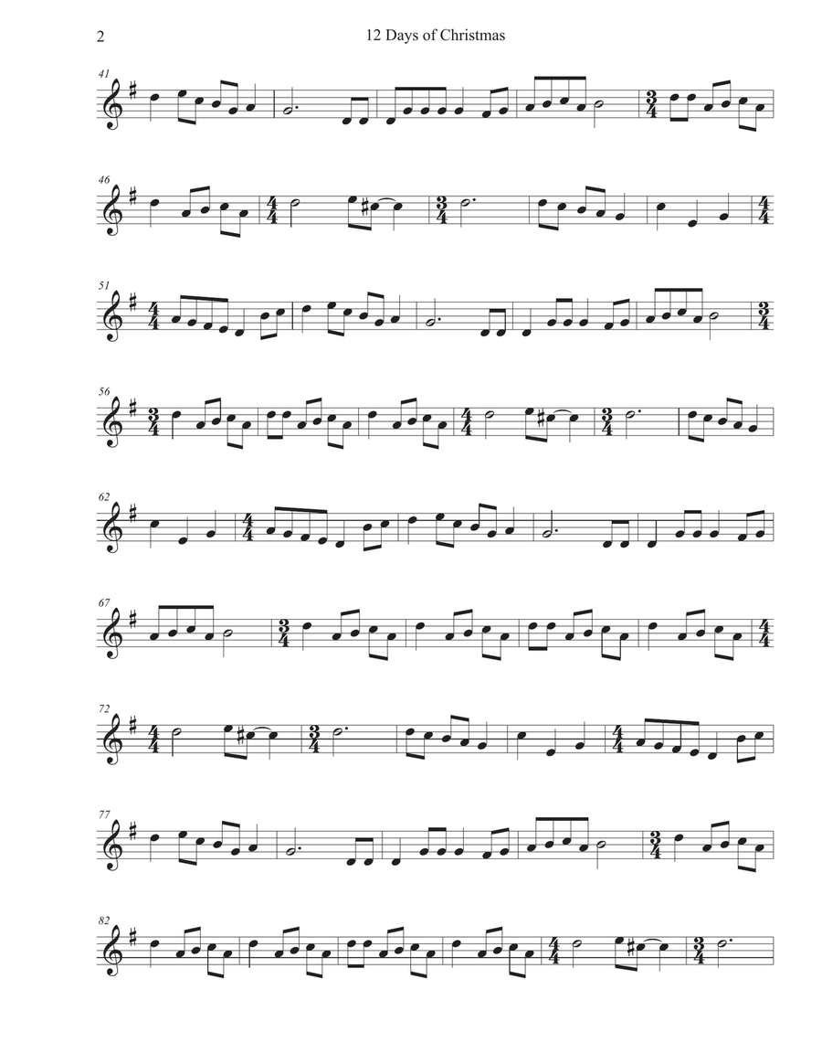 Twelve (12) Days of Christmas - Trumpet Trumpet Solo scores gallery preview page 2