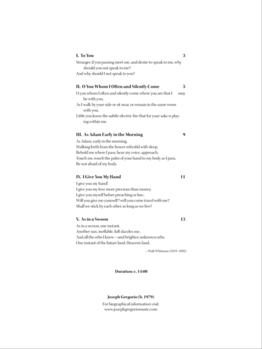 Five Whitman Songs Five Whitman Songs Mezzo-Soprano Voice scores gallery preview page 1