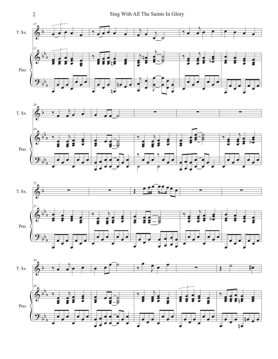 Sing With All The Saints In Glory (Tenor Saxophone and Piano) Tenor Saxophone scores gallery preview page 2