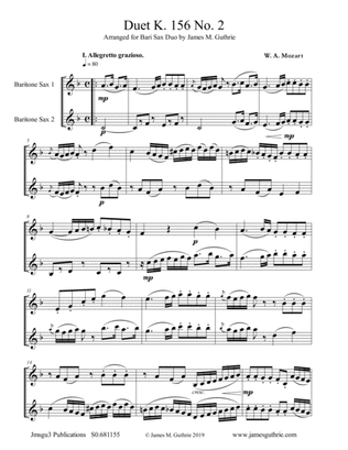 Mozart: Duet K. 156 No. 2 for Baritone Sax Duo