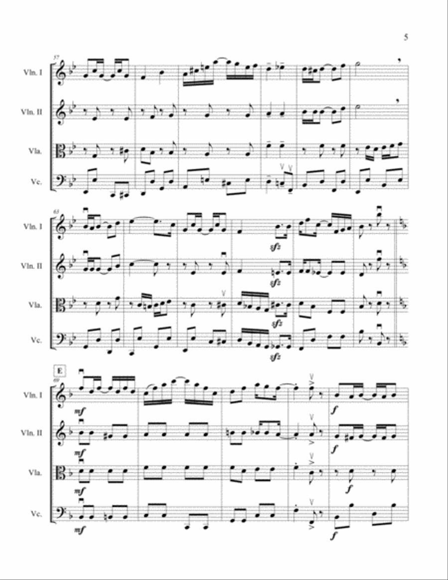 The Entertainer by Scott Joplin, arranged for string quartet String Quartet scores gallery preview page 5