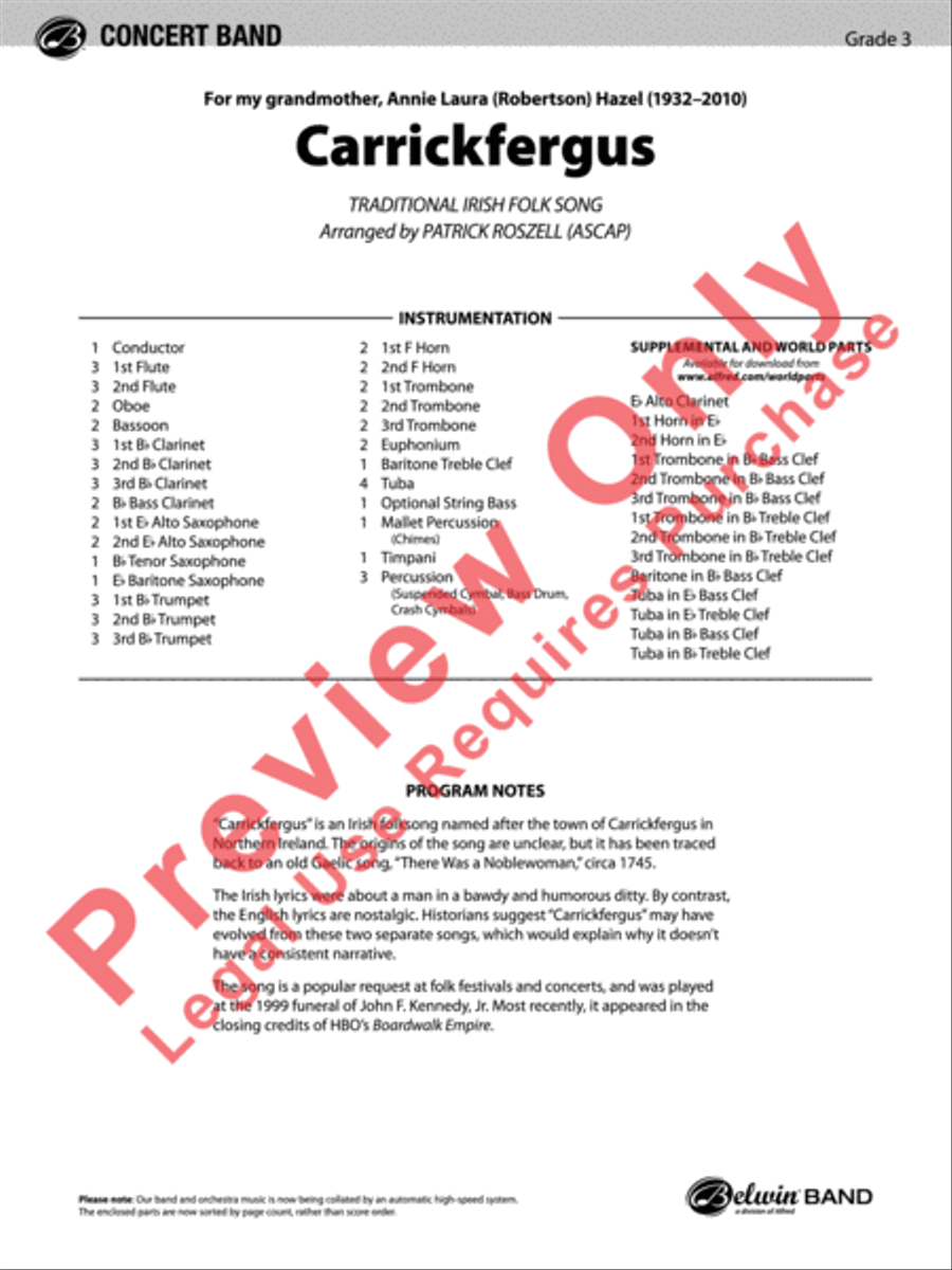 Carrickfergus Carrickfergus Concert Band scores gallery preview page 2