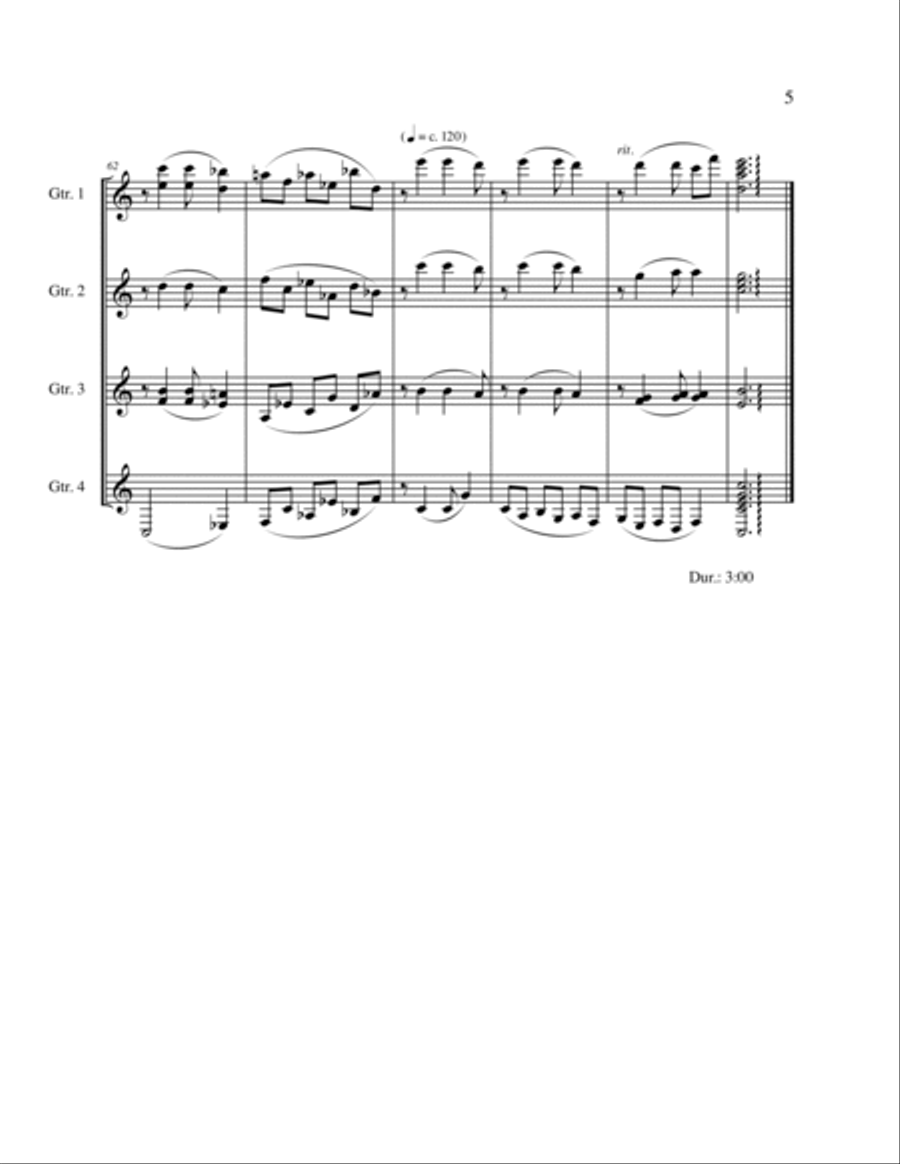 Cuatro piezas para cuatro guitarras (Four Pieces for Guitar Quartet) Guitar Ensemble scores gallery preview page 6