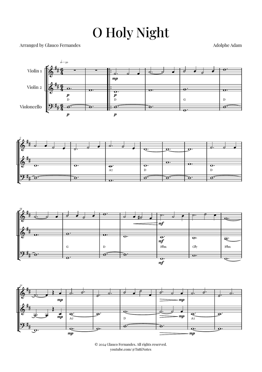 O Holy Night | Two Violins & Cello String Trio scores gallery preview page 1