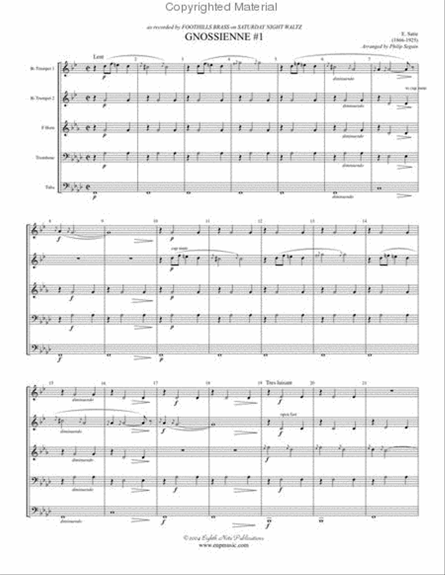 Gnossienne #1 Gnossienne #1 Brass Quintet scores gallery preview page 2