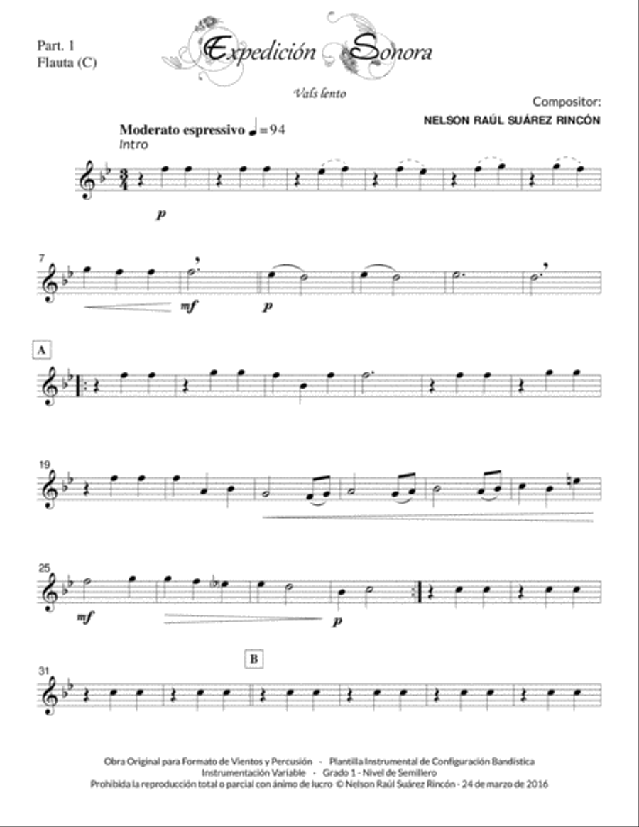 EXPEDICIÓN SONORA (parts - Flex Band) Concert Band scores gallery preview page 1