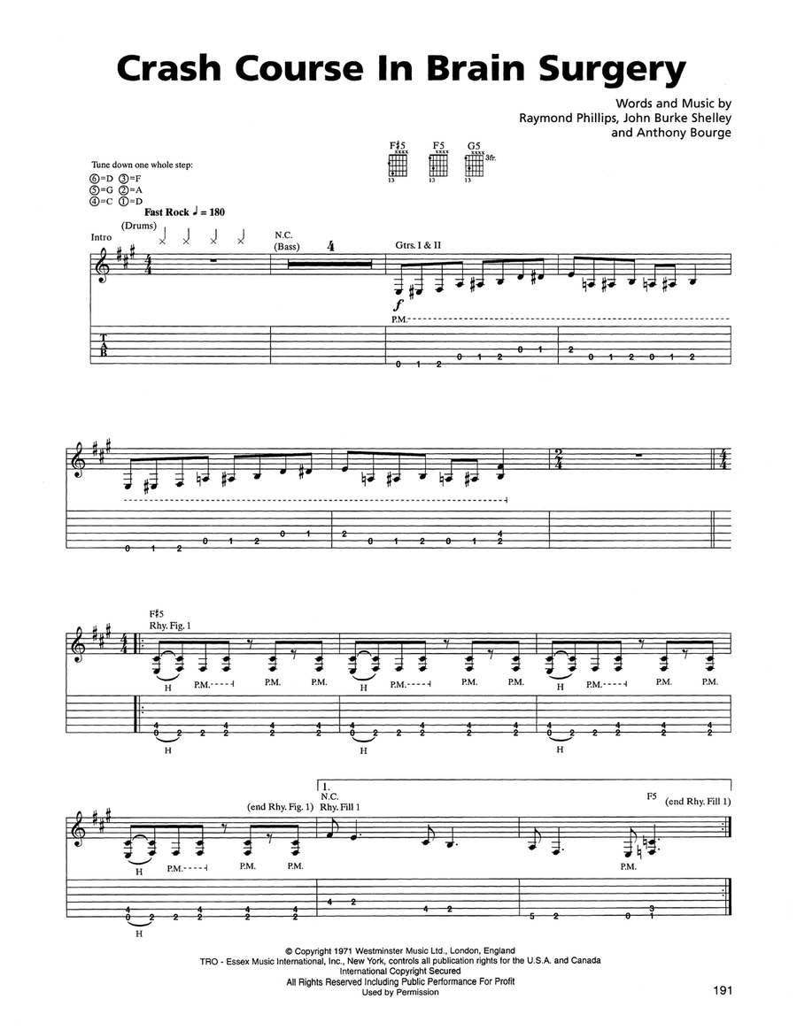 Crash Course In Brain Surgery Acoustic Guitar scores gallery preview page 1