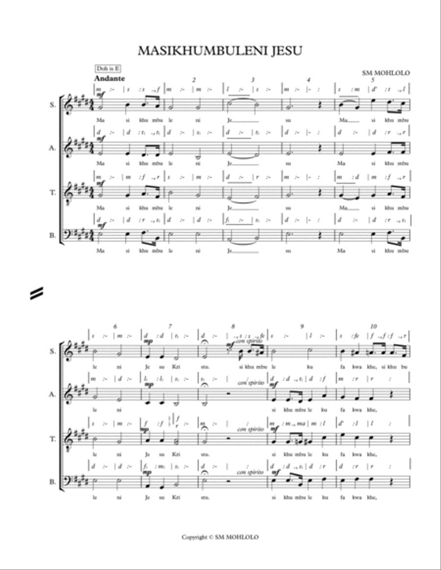 MASIKHUMBULENI JESU 4-Part scores gallery preview page 2