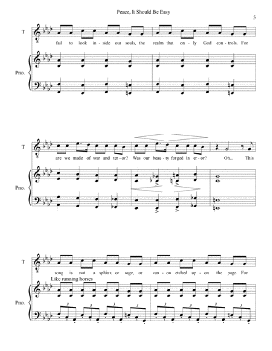 Peace, It Should Be Easy Tenor Voice scores gallery preview page 5