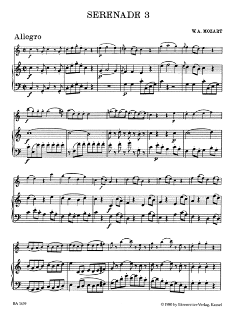 Serenaden fur drei Melodie-Instrumente oder ein Melodie-Instrument und Klavier, Heft 3 C major KV 439b/3 Piano scores gallery preview page 2