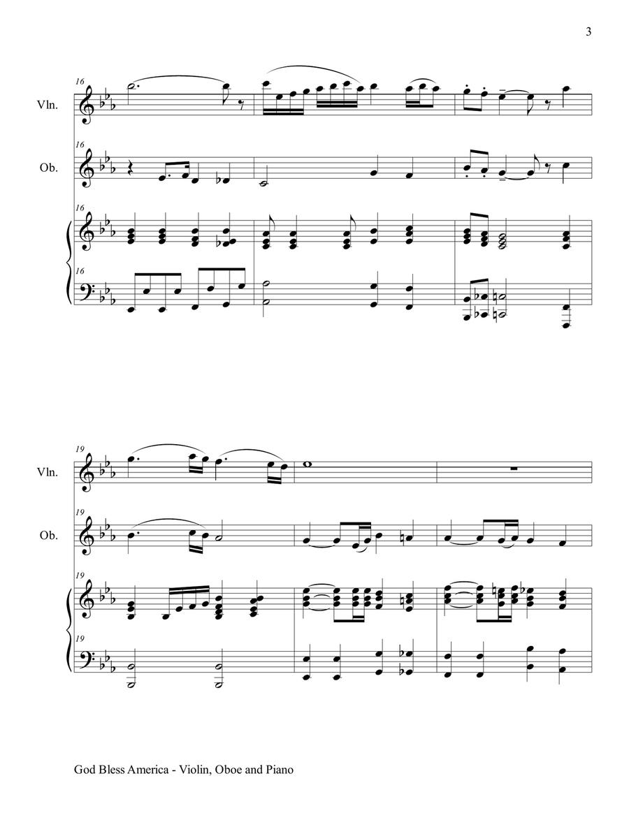 God Bless America Oboe scores gallery preview page 4
