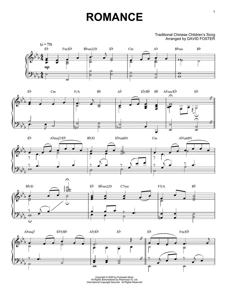 Romance Piano Solo scores gallery preview page 1