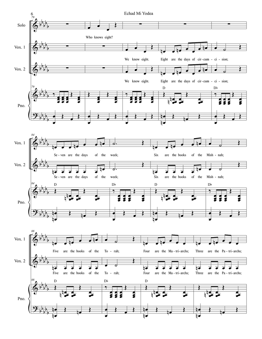 Echad Mi Yodea (Who Knows One?) Choir scores gallery preview page 6